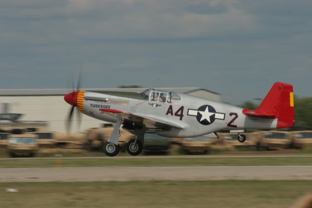 — — - Tuskegee Airmen P-51 C Departs EAA Runway 36 Oshkosh 2009