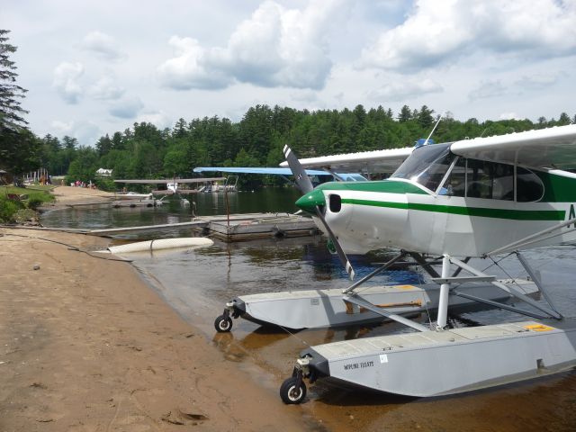 Piper L-21 Super Cub (N555AX) - At Helmss Flying Service, Long Lake, Adirondacks, NY