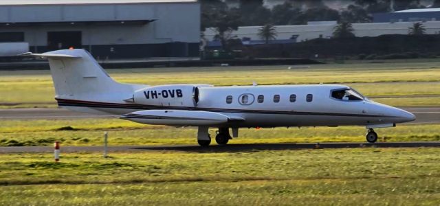 Learjet 35 (VH-OVB) - First picture of 1981 Lear -OVB in the FlightAware database. Seen taxiing out for departure to Sydney. This image was extracted from a video.