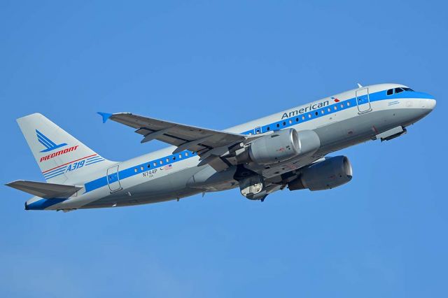 Airbus A319 (N744P) - American Airbus A319-0112 N744P Piedmont Pacemaker at Phoenix Sky Harbor on October 16, 2017.