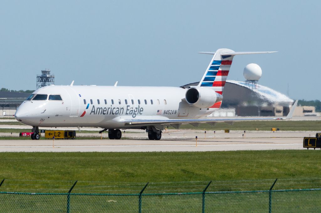 Canadair Regional Jet CRJ-200 (N452AW) - Air Wisconsin  6151 is about to take the active bound for Chicago O'Hare. Photo taken May 29, 2023 at 1531Z with Nikon D3200 at 185mm.