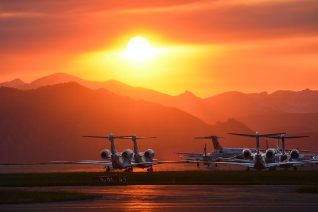 — — - Sunset KBJC from Terminal patio. 06/24/21