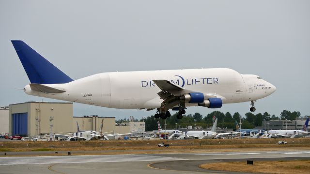 Boeing Dreamlifter (N718BA) - GTI4151 from RJGG / NGO on final to Rwy 16R on 7/7/15. (ln 932 / cn 27042).