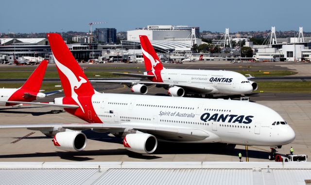 Airbus A380-800 (VH-OQK) - With Old Mate VH-OQG