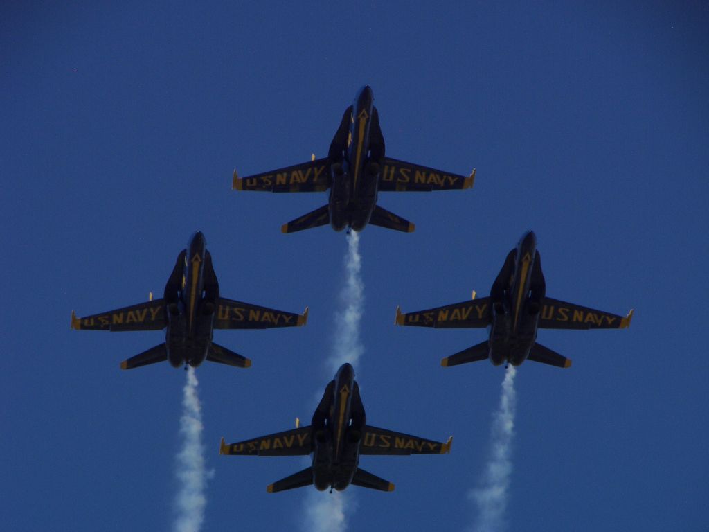McDonnell Douglas FA-18 Hornet — - MCAS Miamar Airshow 2008  San Diego, CA  The Blue Angel Diamond overhead pass!