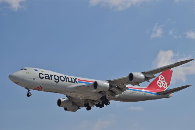 BOEING 747-8 (LX-VCN) - Boeing B747-8R7(F) LX-VCN MSN 38076 of Cargolux on approach to Mexico City International Airport (04/2019).
