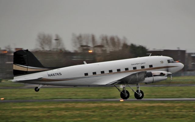 Douglas DC-3 (turbine) (N467KS) - priority air charter dc-3tp n467ks landing at shannon 1/4/15.