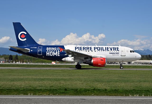 Airbus A319 (C-FYNS) - Canada federal election Conservatives Party campaign plane.