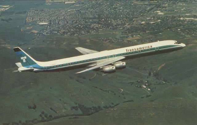 McDonnell Douglas DC-8-70 (N4865T) - scanned from postcardbr /Transamerica airlines