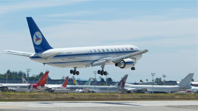 BOEING 767-300 (4K-AZ82) - BOE977 (LN:1030) on final approach to runway 16R to complete a flight test on 6/20/12.
