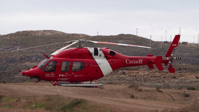 Bell 429 GlobalRanger (C-GCQT) - A Bell 429 Global Ranger, C-GCQT, on the Iqaluit beach. July 9, 2017.  Assigned to a Coast Guard Canada/ Fisheries & Oceans icebreaker.