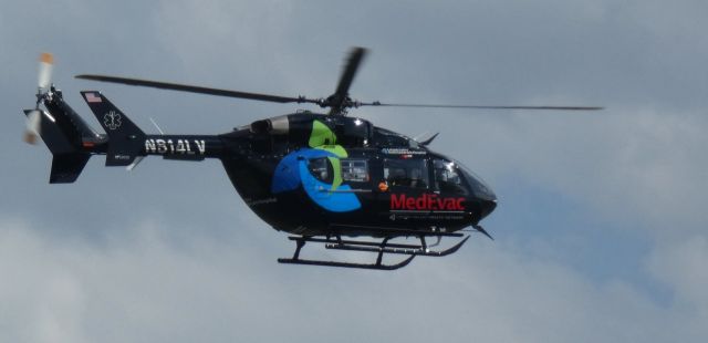 KAWASAKI EC-145 (N814LV) - Shortly after departure is this 2007 Kawasaki EC-145 rotorcraft in the Spring of 2025.