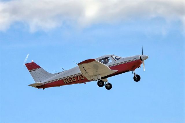 Piper Cherokee (N557DT) - Piper PA-28-181 Archer II over Livermore Municipal Airport. February 2021.