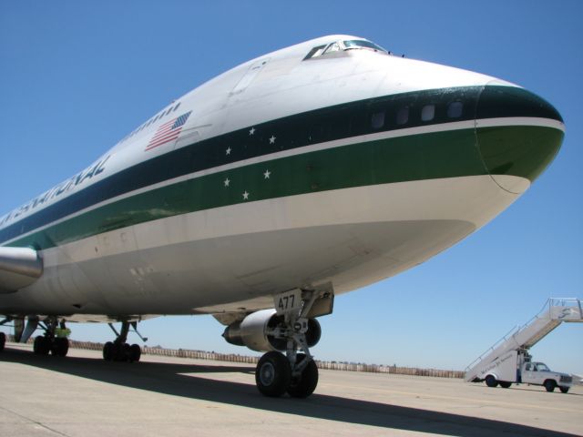 Boeing 747-200 (N477EV) - She sits on the ramp at KMCC.