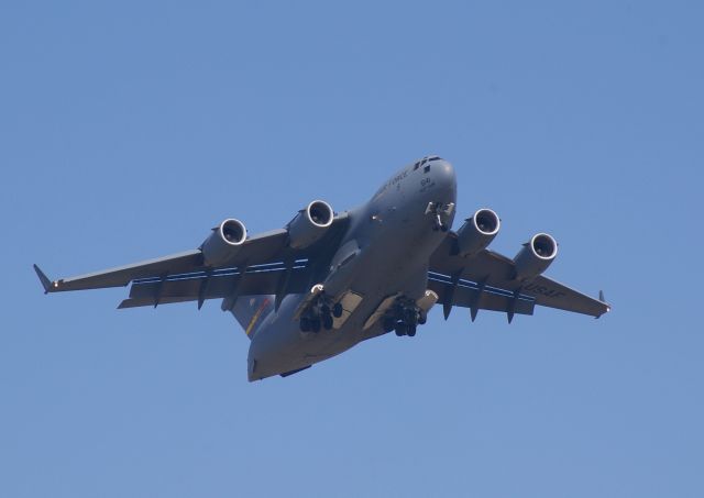 Boeing Globemaster III (N55141) - C-17 makes a slow "dirty" pass at Chino,Ca.