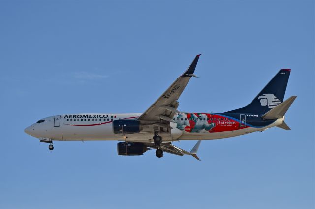 Boeing 737-800 (XA-AMB) - Boeing B737-852 XA-AMB MSN 36703 of AeroMexico with "Coca Cola" refresh promotional sticker on approach to Mexico City International Airport (11/2018).