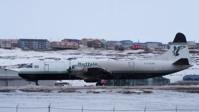 Lockheed L-188 Electra (C-GXFC) - A Lockheed Electra L-188, at the Iqaluit airport. May 19, 2018