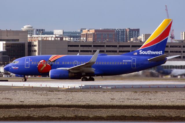 Boeing 737-700 (N409WN) - Triple Crown departing BOS on 11/27/22.