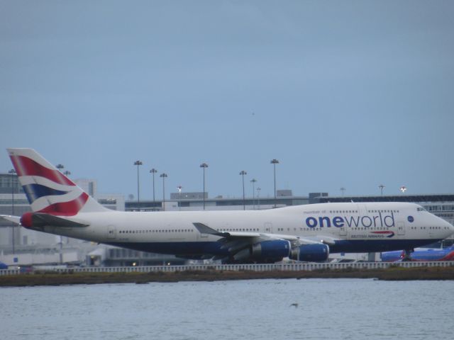 Boeing 747-400 (G-CIVX) - British Airways One World taxiing for takeoff to LHR on an overcast day in San Francisco