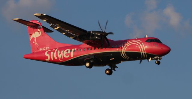 ALENIA Surveyor (ATR-42-500) (N402SV) - Silver 120 - an ATR42-500 - on final to Runway 18L at Carl T. Jones Field, Huntsville International Airport, AL - late afternoon May 24, 2019.