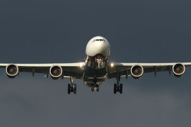 Airbus A340-500 — - Approaching runway 027R at LHR.