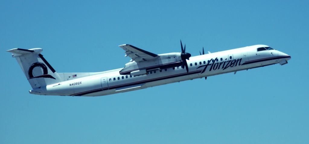 de Havilland Dash 8-200 (N406QX) - Climbing Out, from 30L, enroute to SMF and BOI