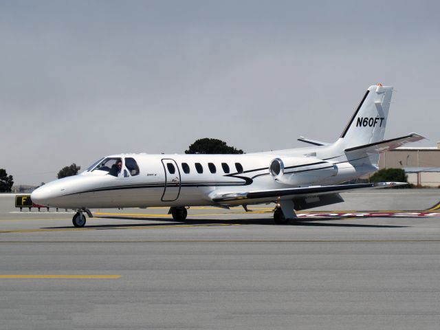 Cessna Citation II (N60FT) - After landing. Flaps and speed brakes extended.