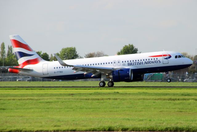 Airbus A320neo (G-TTNU) - Touching down on rwy 09L on 29-Apr-23 returning from its first revenue round trip operating flight BAW521 from LPMA.