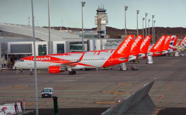 Airbus A320 (G-EZPV) - Along with EasyJet (G-EZPV) four EasyJet aircraft