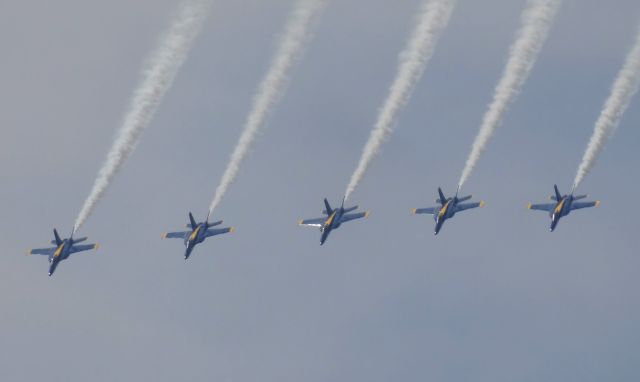 McDonnell Douglas FA-18 Hornet — - Blue Angels in formation at the Thunder over Buffalo Waterfront airshow!!!!!!