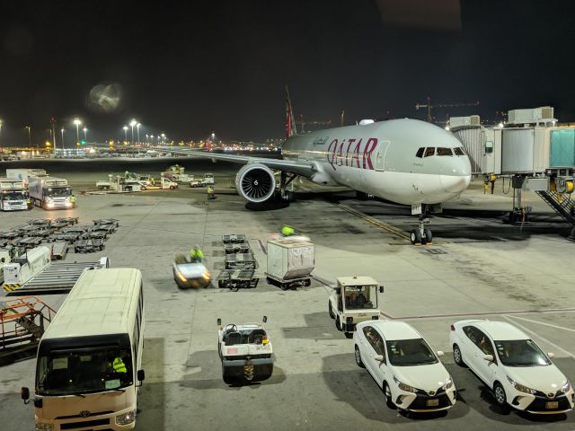 BOEING 777-300ER (A7-BAV) - Viewed from the mosque at A gates of DOH. 