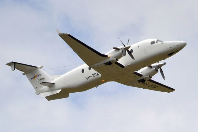 Beechcraft 1900 (VH-ZOA) - Getting airborne off runway 23. Friday 5th October 2012.