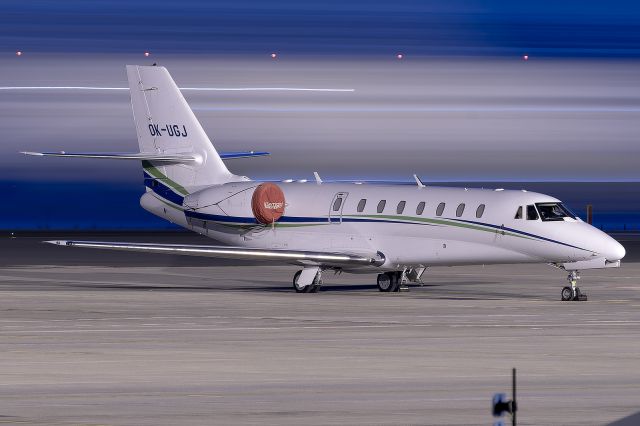 Cessna Citation Sovereign (OK-UGJ) - Tenerife Sur - Reina Sofia (TFS / GCTS) - Spainbr /br /Photo taken: January 1, 2024br /br /Operator: SmartWingsbr /Type: Cessna 680 Citation Sovereignbr /Registration: OK-UGJbr /Serial: 680-0324br / br /Category: Civil Aircraft - Business Jetbr /Marked as: Dawn/dusk/night