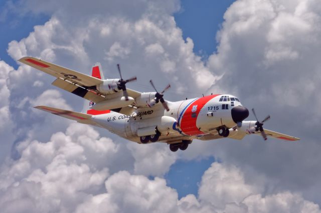 Lockheed C-130 Hercules — - 1715 over the fence at Coast Guard Air Station Clearwater (KPIE). On my way to the doctor I saw them doing a touch and go, and I always have one of my cameras with me :). 