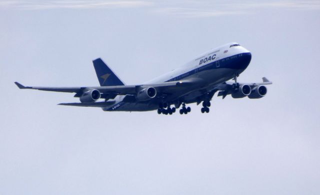 Boeing 747-400 (G-BYGC) - On final is this 1999 British Airways Boeing 747-400 celebrating the former British Overseas Aircraft Corporation with the special livery in the Spring of 2019.