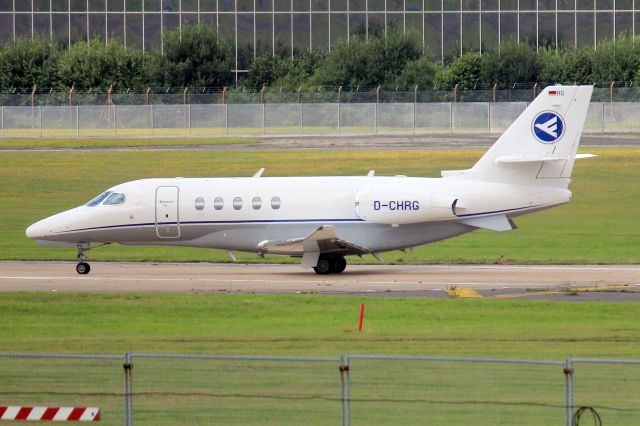 Cessna Citation Latitude (D-CHRG) - Hahn Air Citation Latitude lining up to depart rwy 24 on 3-Aug-21 heading for LYTV as HHN909.