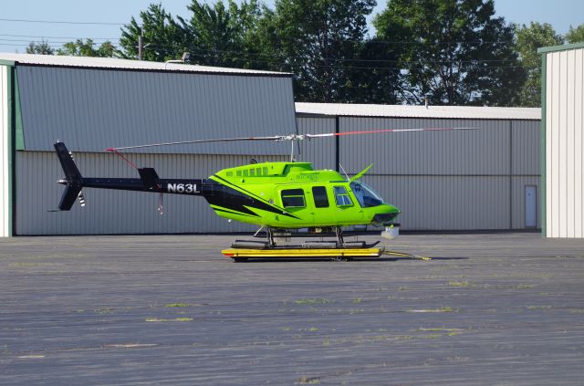 Bell JetRanger (N63L) - LINDEN, NEW JERSEY, USA-AUGUST 29, 2019: Seen on the ground at Linden Airport was this Bell Jet Ranger helicopter, registration number N63L.