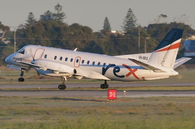 Saab 340 (VH-NRX) - Adelaide, South Australia, August 25, 2020. REX Flt 4352 at 0706 to Pt Lincoln departs off Rwy 23. 