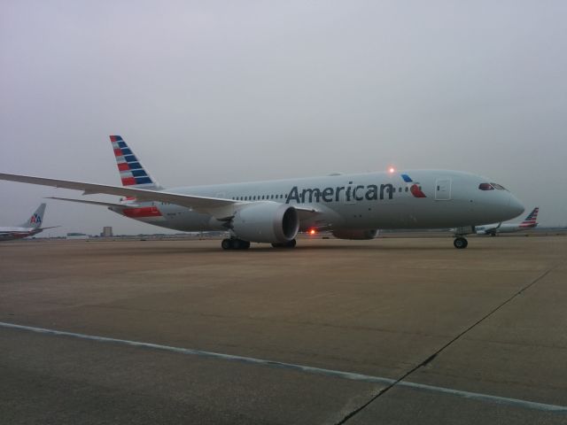 Boeing 787-8 (N800AN) - Feb 5, 2015 outside terminal C at DFW.