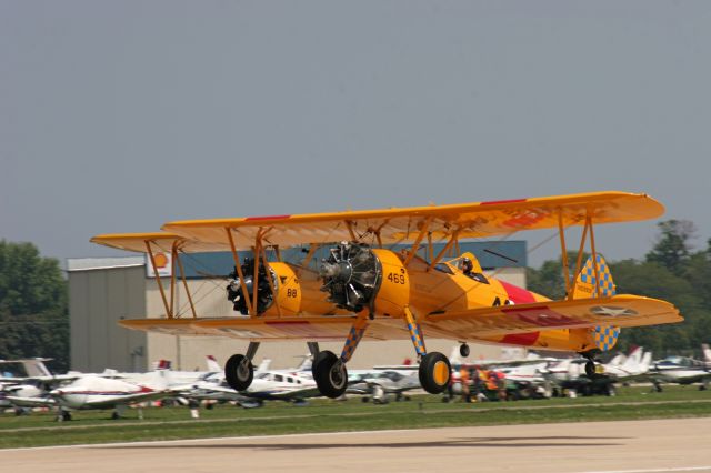 Boeing PT-17 Kaydet (N59901) - Boeing 1942 Stearman depart Runway 27 Oshkosh.