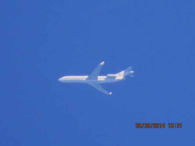 BOEING 727-200 (N725CK) - Kalitta Charters flight 725 from SDF to ONT over Baxter Springs Kansas (78KS) at 30,000 feet.