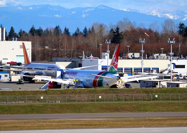 Boeing 787-8 (5Y-KZA) - Boeing Everett March 11th, 2014 - the 1st 787-8 for Kenya Airways on the ramp at Boeing Everett.