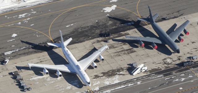 — — - 2 Boeings at Bangor Maine. One KC135 tanker the other surveillance. Image on take off at approx 175 knots, Canon D5SR 24/70 2.8 2000/2.8 image Jan 22, 2016