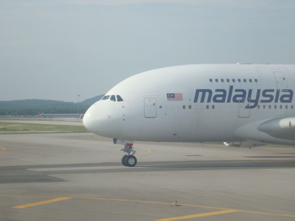 Airbus A380-800 (9M-MNA) - Taken on-board 9M-MTK. MAS 4 departing.