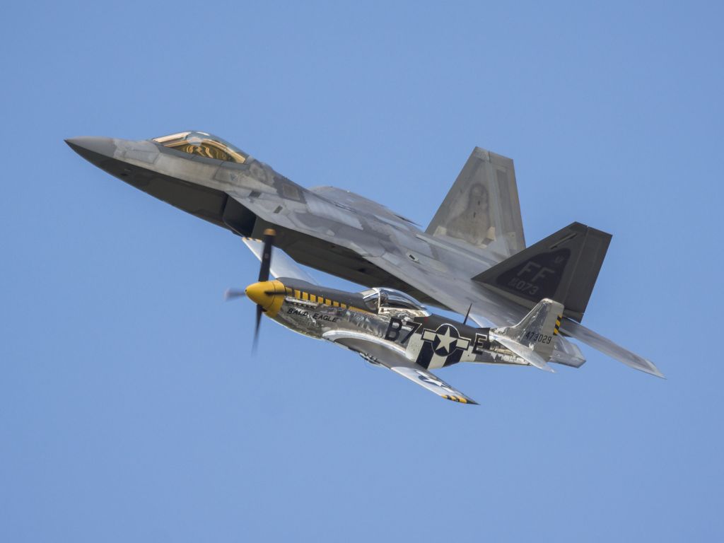 Lockheed F-22 Raptor — - F-22 and P-51 at the Dayton Airshow. 