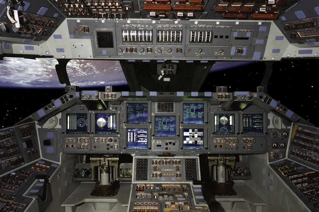 STS101 — - The "glass cockpit" installed on the Space Shuttle: JSC2000-E-10522 (March 2000) -- Eleven new full-color, flat-panel display screens in the Shuttle cockpit replace 32 gauges and electromechanical displays and four cathode-ray tube displays. The new "glass cockpit" is 75 pounds (34 kg) lighter and uses less power than before, and its color displays provide easier pilot recognition of key functions. The new cockpit is expected to be installed on all shuttles in the NASA fleet by 2002, and it sets the stage for the next cockpit improvement planned to fly by 2005: a "smart cockpit" that reduces the pilots workload during critical periods. During STS-101 Atlantis will fly as the most updated shuttle ever, with more than 100 new modifications incorporated during a ten-month period in 1998 at Boeings Palmdale, Ca., Shuttle factory.