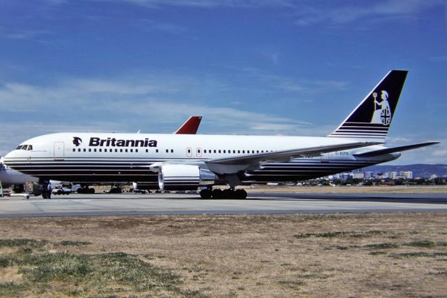 G-BOPB — - BRITANNIA AIRWAYS - BOEING 767-204/ER - REG : G-BOPB (CN 24239/243) - WEST BEACH ADELAIDE SA. AUSTRALIA - YPAD 9/12/1989 35MM SLIDE CONVERSION SCANNED AT 6400 DPI.