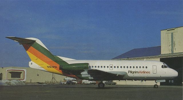 Fokker Fellowship (N163PM) - scanned from postcardbr /pilgrim airlines