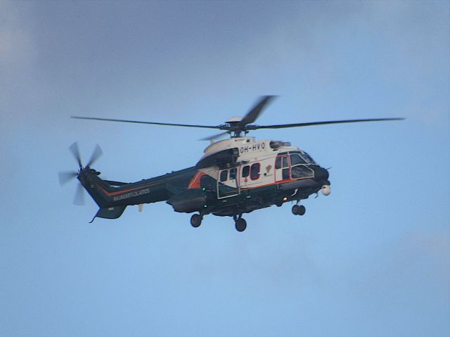 TUSAS Cougar (OH-HVQ) - Finnish Border Guard Helicopter flying into EFHK. Photo taken march 25 2021.