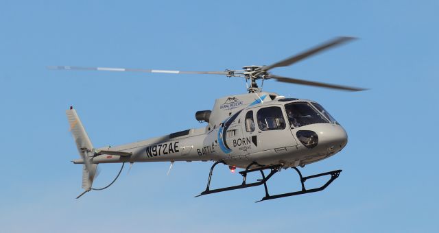 Eurocopter AS-350 AStar (N972AE) - Battleborn Medevac's AS-350 (N972AE) makes a brief stop at KRNO after completing a patient transport to Renown Medical Center in Reno.